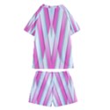 Geometric 3d Design Pattern Pink Kids  Swim Tee and Shorts Set View2