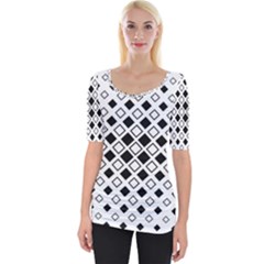 Square Diagonal Pattern Monochrome Wide Neckline Tee