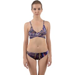 Fractal Artwork Pattern Digital Wrap Around Bikini Set
