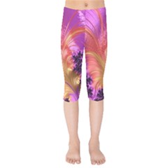 Fractal Puffy Feather Art Artwork Kids  Capri Leggings 