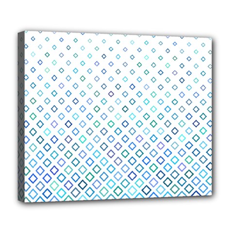 Square Pattern Geometric Blue Deluxe Canvas 24  X 20  (stretched) by Pakrebo
