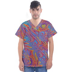 Fractal Psychedelic Fantasy Surreal Men s V-neck Scrub Top