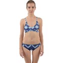Textile Texture Fabric Zigzag Blue Wrap Around Bikini Set View1