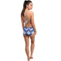 Textile Texture Fabric Zigzag Blue High Waist Tankini Set View2