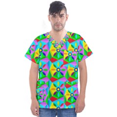 Star Texture Template Design Men s V-neck Scrub Top