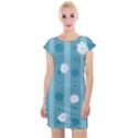 Gardenia Flowers White Blue Cap Sleeve Bodycon Dress View1