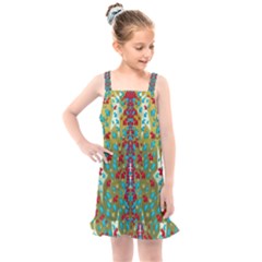 Raining Paradise Flowers In The Moon Light Night Kids  Overall Dress