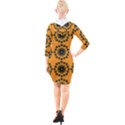 Abstract Template Flower Quarter Sleeve Hood Bodycon Dress View2