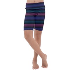Stripes Pink Purple Teal Grey Kids  Lightweight Velour Cropped Yoga Leggings