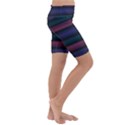 Stripes Pink Purple Teal Grey Kids  Lightweight Velour Cropped Yoga Leggings View3