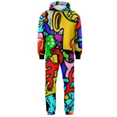 Graffiti Abstract With Colorful Tubes And Biology Artery Theme Hooded Jumpsuit (men) 