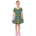 Flowers Coming From Above Ornate Decorative Kids  Short Sleeve Velvet Dress View1