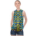 Flowers Coming From Above Ornate Decorative High Neck Satin Top View1
