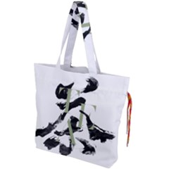 Tea Calligraphy Drawstring Tote Bag by EMWdesign