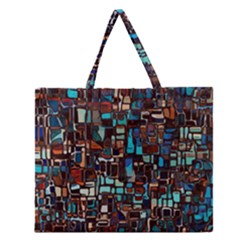 Stained Glass Mosaic Abstract Zipper Large Tote Bag by Pakrebo