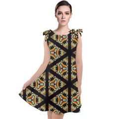 Pattern Stained Glass Triangles Tie Up Tunic Dress