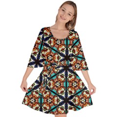 Church Window Stained Glass Texture Velour Kimono Dress