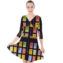 Window Stained Glass Glass Colors Quarter Sleeve Front Wrap Dress