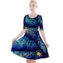 Sea Fans Diving Coral Stained Glass Quarter Sleeve A-Line Dress View1