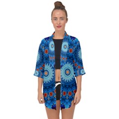 Rose Kaleidoscope Art Pattern Open Front Chiffon Kimono