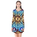 Church Window Stained Glass Church Long Sleeve V-neck Flare Dress View1