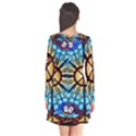 Church Window Stained Glass Church Long Sleeve V-neck Flare Dress View2