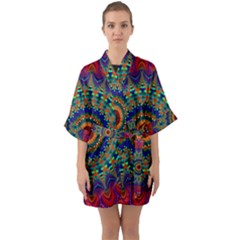 Kaleidoscope Mandala Pattern Quarter Sleeve Kimono Robe