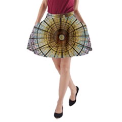Barcelona Glass Window Stained Glass A-line Pocket Skirt