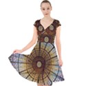 Barcelona Glass Window Stained Glass Cap Sleeve Front Wrap Midi Dress View1
