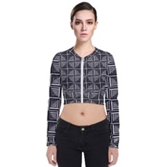 Pattern Op Art Black White Grey Long Sleeve Zip Up Bomber Jacket