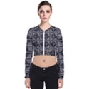 Pattern Op Art Black White Grey Long Sleeve Zip Up Bomber Jacket View1