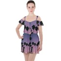 All Over Printed T-shirt- Palm Trees Ruffle Cut Out Chiffon Playsuit View1