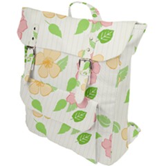 Flowers Leaf Stripe Pattern Buckle Up Backpack by Mariart