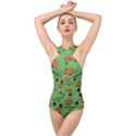 Groundhog day pattern Cross Front Low Back Swimsuit View1