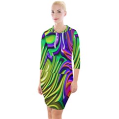 Fractal Mandelbrot Art Wallpaper Quarter Sleeve Hood Bodycon Dress