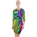 Fractal Mandelbrot Art Wallpaper Quarter Sleeve Hood Bodycon Dress View1