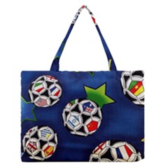 Textile Football Soccer Fabric Zipper Medium Tote Bag by Pakrebo