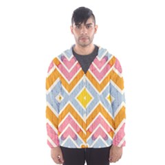 Line Pattern Cross Print Repeat Hooded Windbreaker (men)