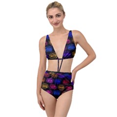 Pattern Background Structure Pink Tied Up Two Piece Swimsuit