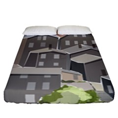 Village Place Portugal Landscape Fitted Sheet (queen Size)