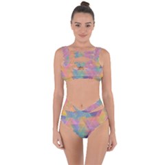 Triangle Pattern Mosaic Shape Bandaged Up Bikini Set 
