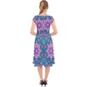 Mandala Pattern Abstract Cap Sleeve Front Wrap Midi Dress View2