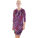 Red Peacock Feathers Color Plumage Quarter Sleeve Hood Bodycon Dress View1
