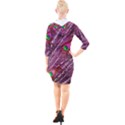 Red Peacock Feathers Color Plumage Quarter Sleeve Hood Bodycon Dress View2