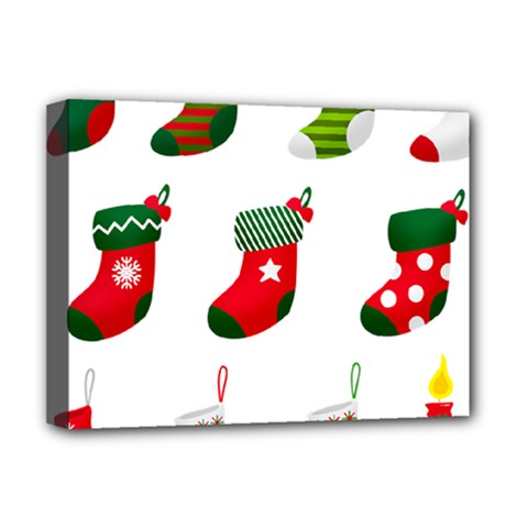 Christmas Stocking Candle Deluxe Canvas 16  X 12  (stretched)  by Mariart