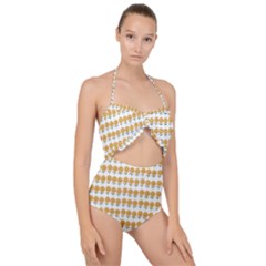 Sunflower Wrap Scallop Top Cut Out Swimsuit by Mariart