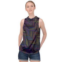 Lines Line Background High Neck Satin Top by Alisyart