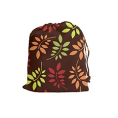 Leaves Foliage Pattern Design Drawstring Pouch (large) by Mariart