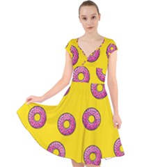 Background Donuts Sweet Food Cap Sleeve Front Wrap Midi Dress by Alisyart