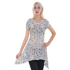 Egyptian Hieroglyphs Short Sleeve Side Drop Tunic